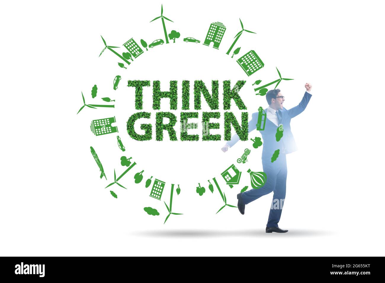 Businessman in the think green concept Stock Photo - Alamy