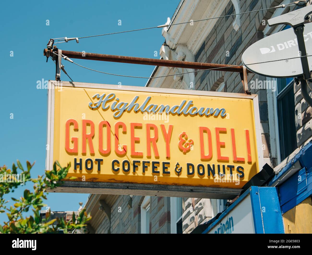 Highlandtown Grocery & Deli Sign, in Baltimore, Maryland Stock Photo