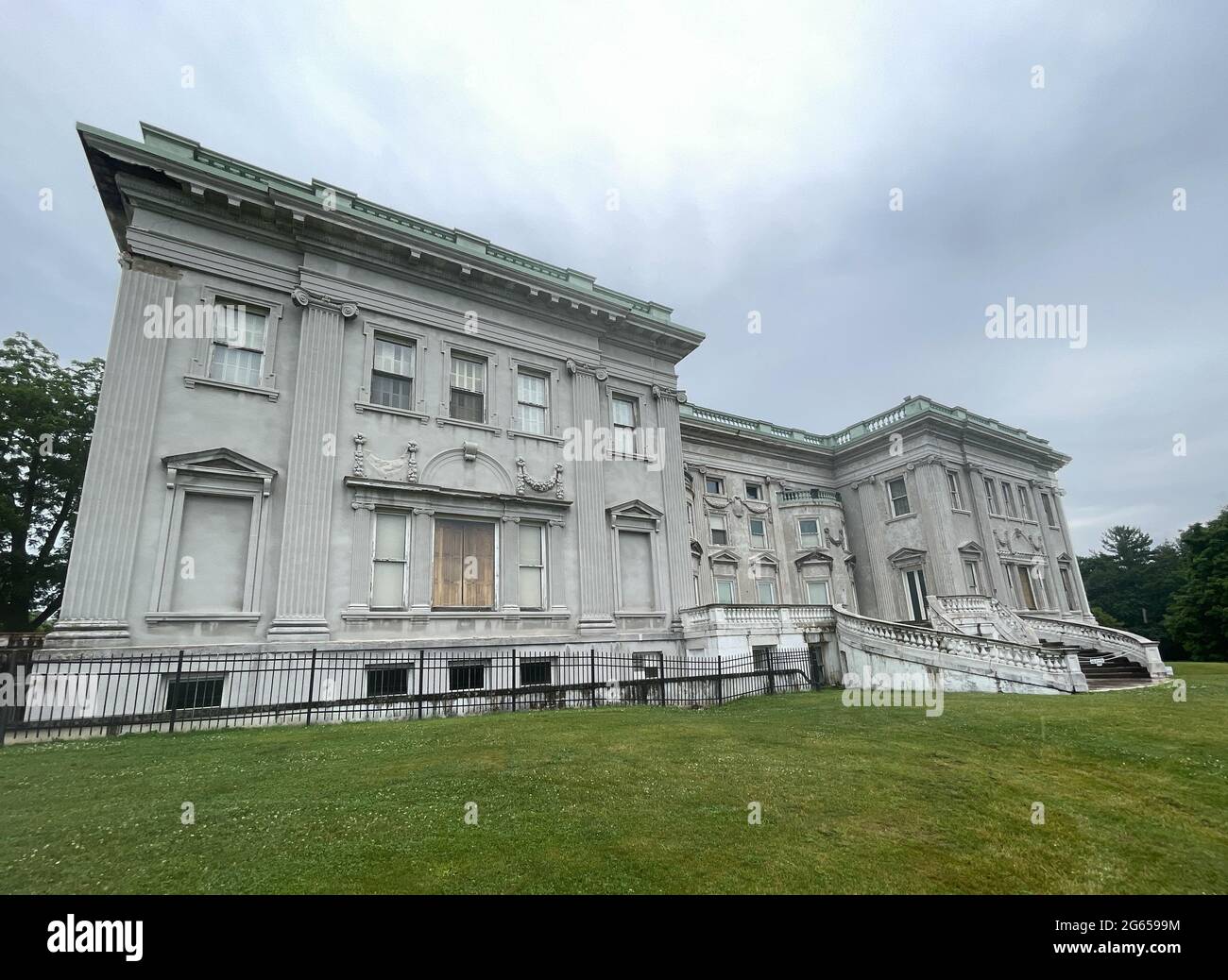 Staatsburg, NY USA July 1, 2021 Three quarter view of the Staatsburgh State Historic Site, a