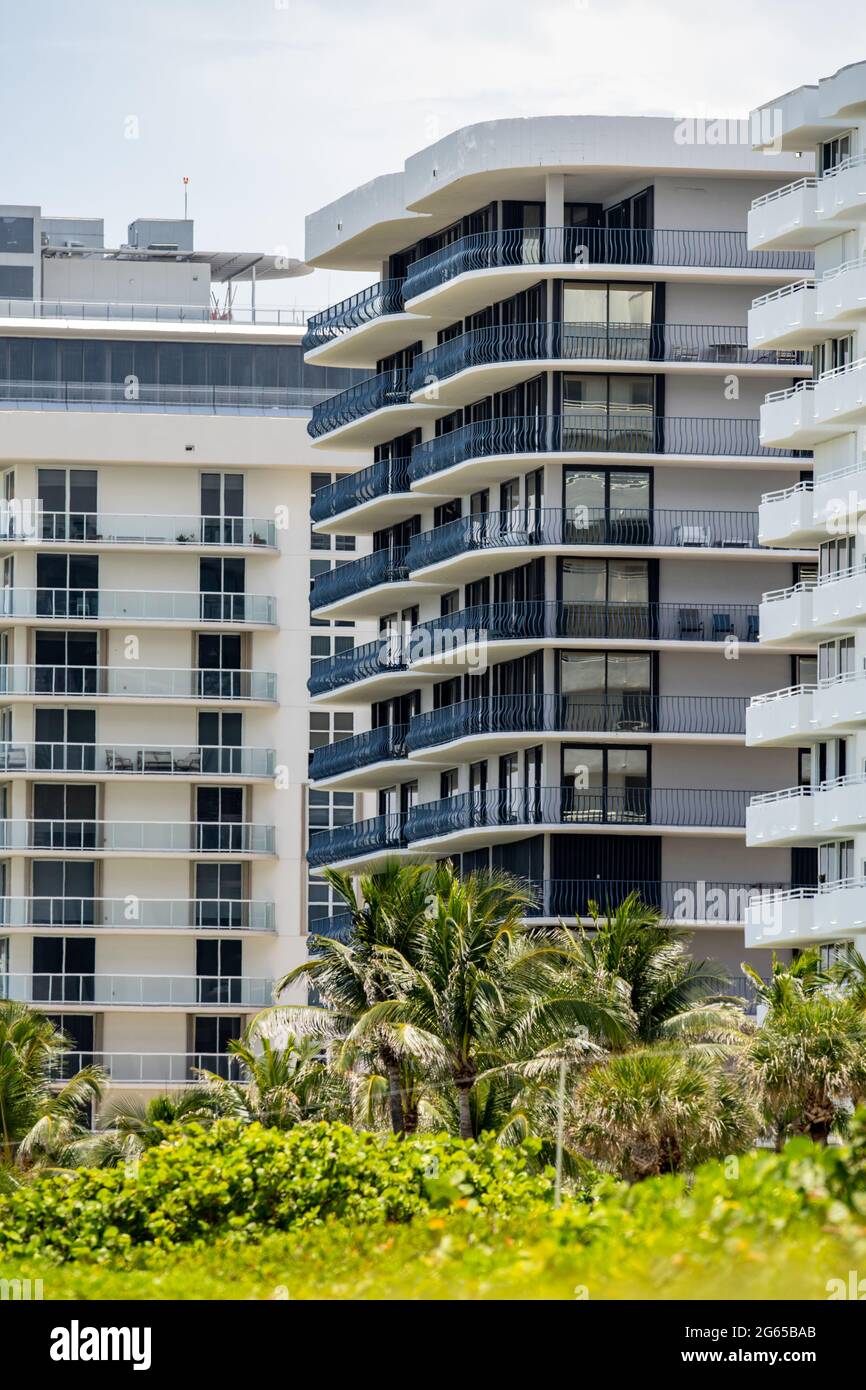 Surfside, FL, USA July 2, 2021 East ocean view of Champlain Towers