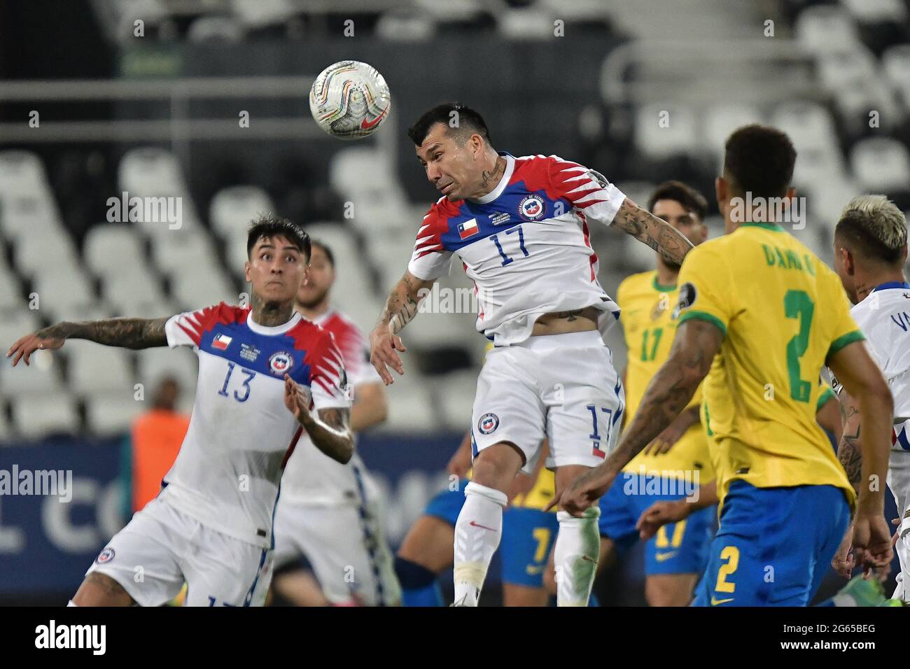 02th July 2021; Nilton Santos Stadium, Rio de Janeiro, Brazil; Copa America, Brazil versus Chile; Gary Medel of Chile Stock Photo
