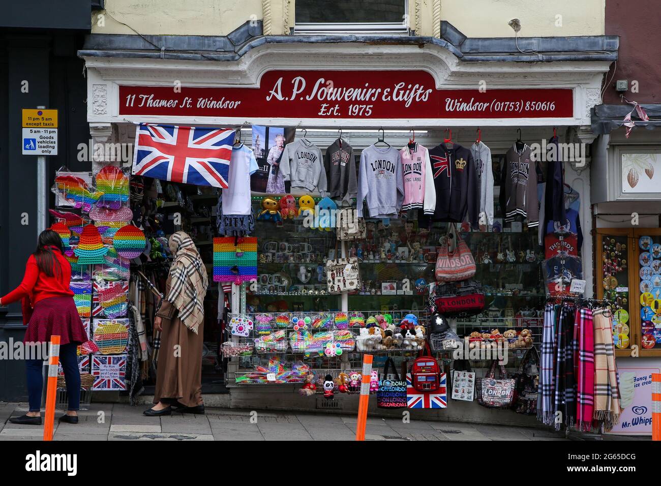 London, UK. 01st July, 2021. Women seen beside A.P. Souvenir & Gift shop in  Windsor. (Photo by Dinendra Haria/SOPA Images/Sipa USA) Credit: Sipa  USA/Alamy Live News Stock Photo - Alamy