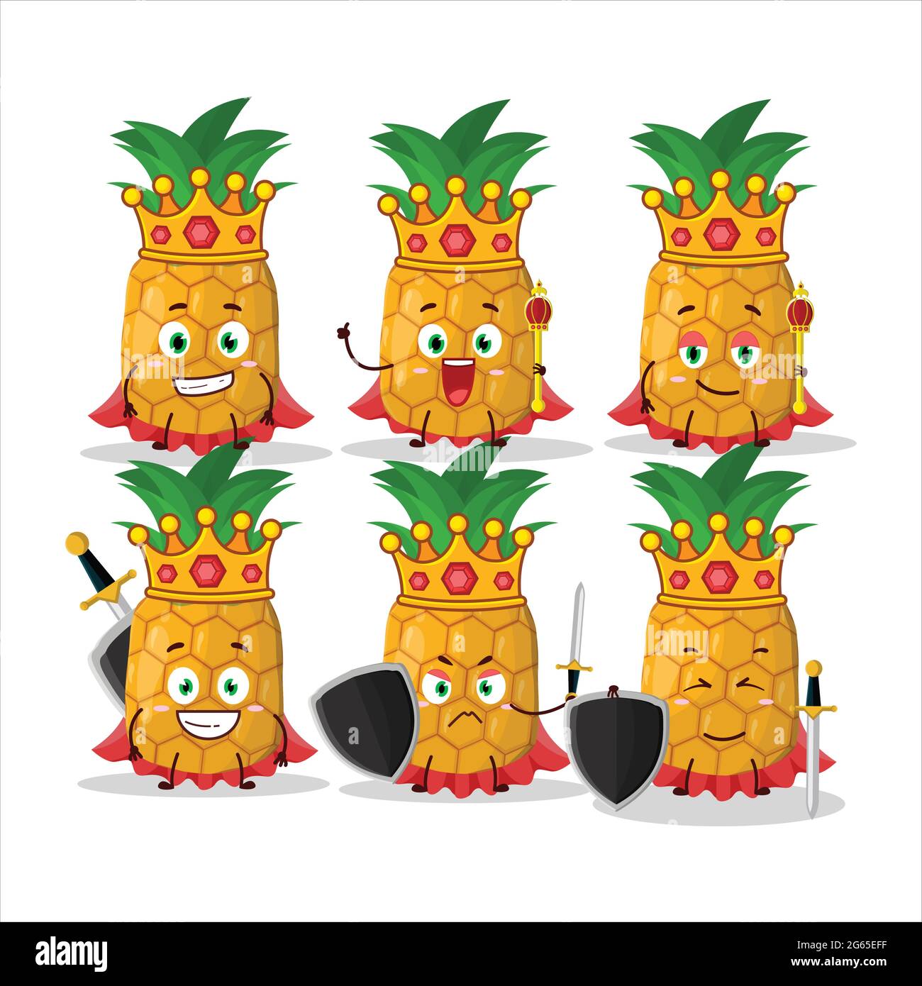 A Charismatic King pineapple cartoon character wearing a gold crown