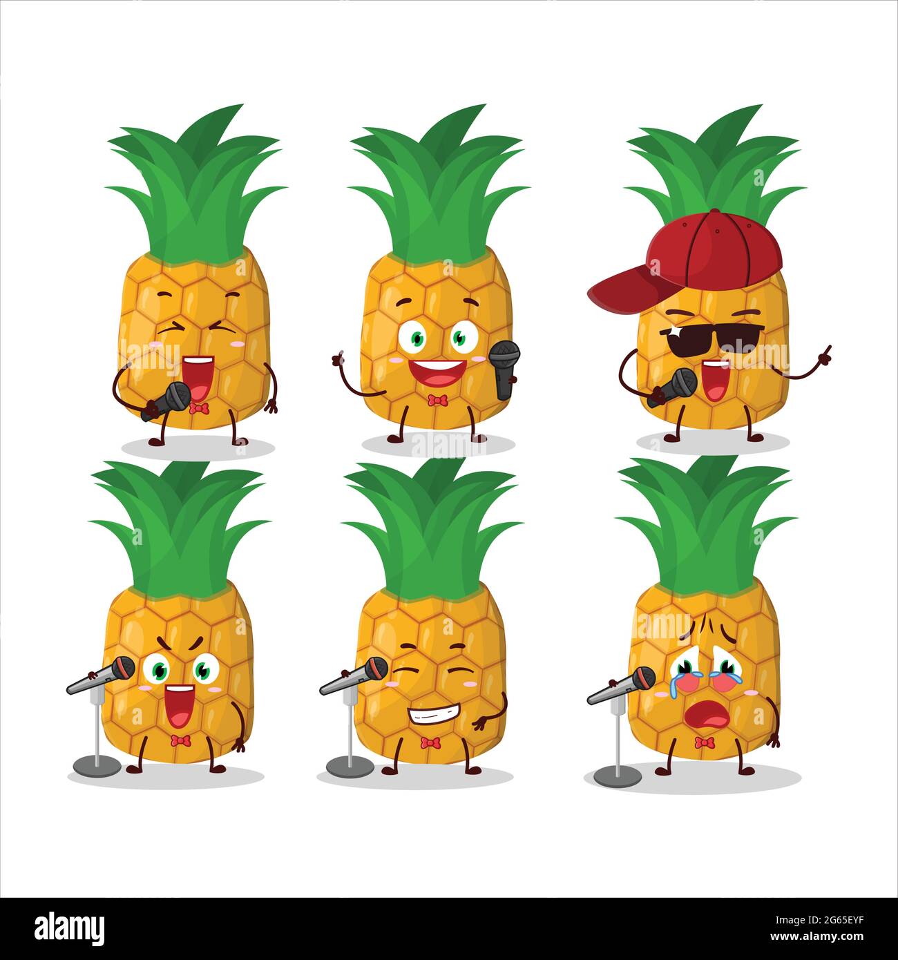 A Cute Cartoon design concept of pineapple singing a famous song