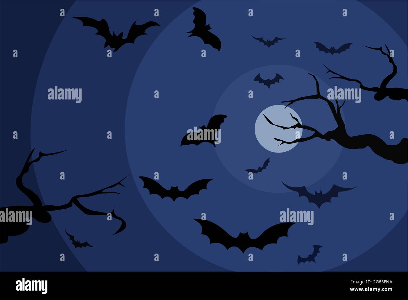 Bats flying around a haunted house on a full moon night . A Halloween concept Stock Vector Image