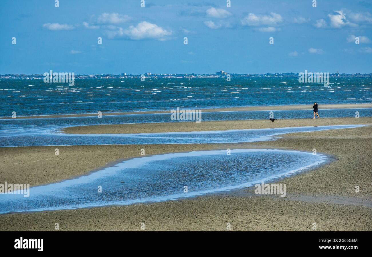 intertidal areas near the Caboolture River estuary at Beachmere during low tide, Moreton Bay Region, Queensland, Australia Stock Photo