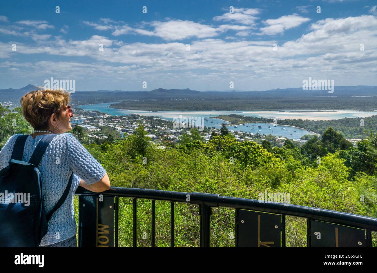 view of the Noosa River estuary from Laguna Lookout, Noosa National Park, Noosa Heads, Sunshine Coast, Queensland, Australia Stock Photo