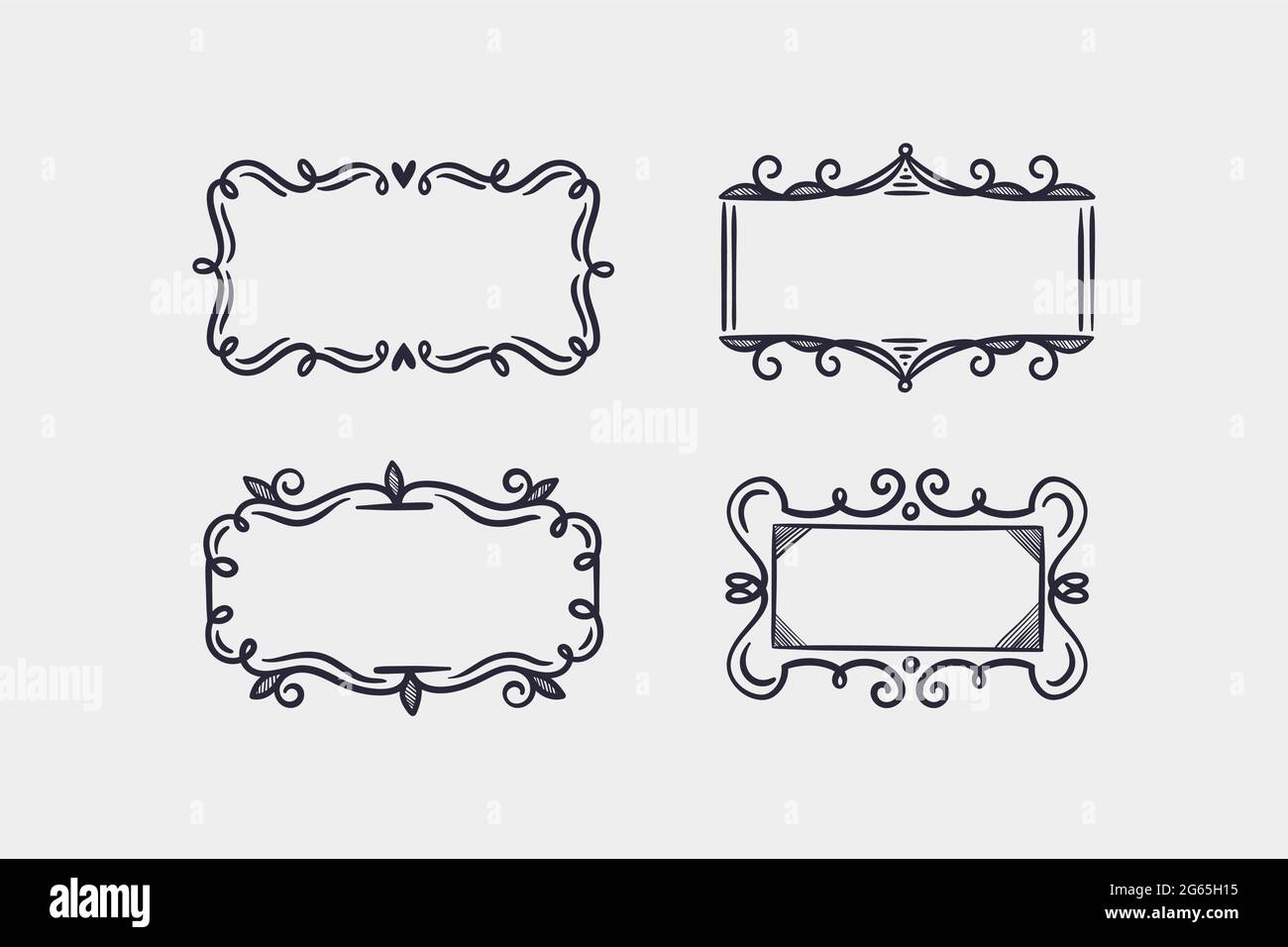 Engraving hand drawn doodle frames collection Vector Stock Vector Image ...