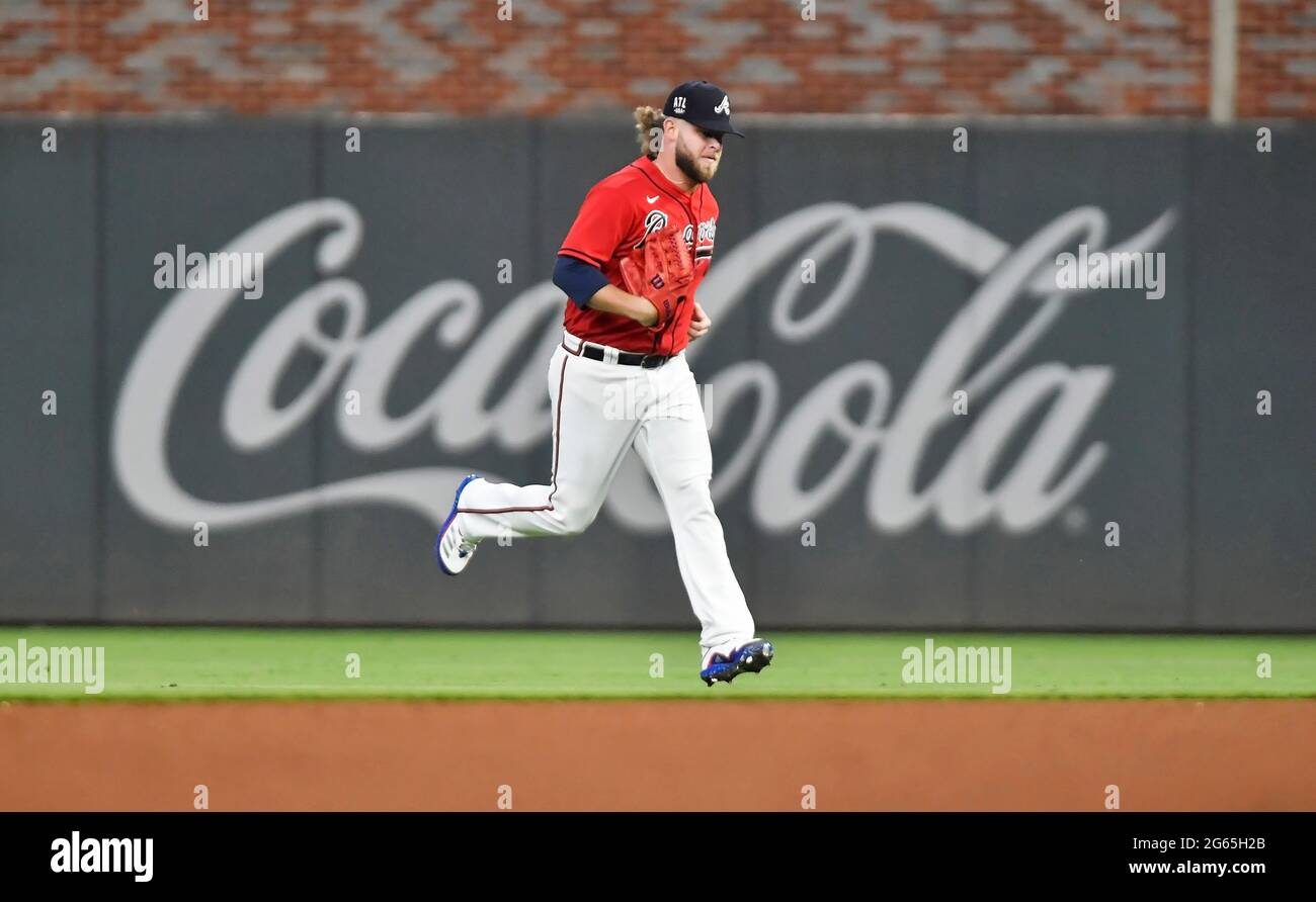 July 02, 2021 Atlanta Braves pitcher A.J. Minter runs to the mound