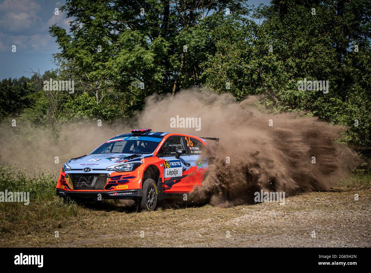 16 VEIBY Ole Christian (NOR), ANDERSSON Jonas (SWE), Printsport, Hyundai i20 R5, action during the 2021 FIA ERC Rally Liepaja, 2nd round of the 2021 FIA European Rally Championship, from July 1 to 3, 2021 in in Liepaja, Latvia - Photo Alexandre Guillaumot / DPPI Stock Photo