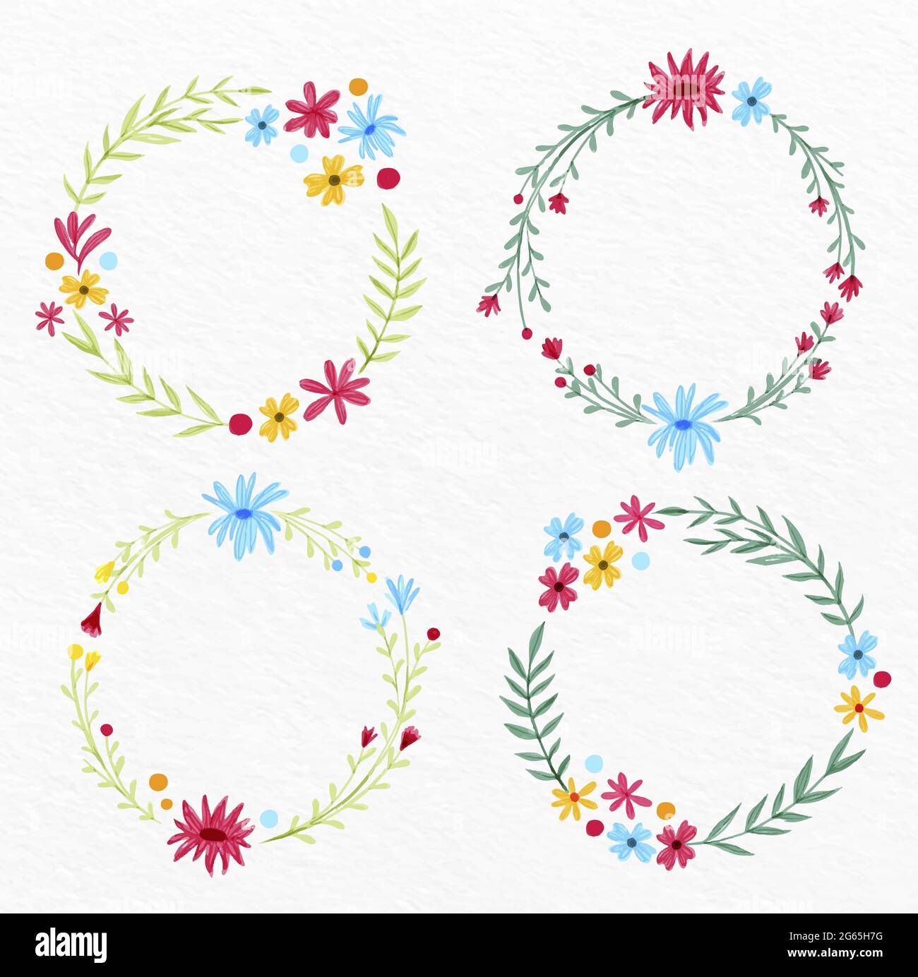 Hand painted watercolor floral wreaths collection Vector Stock Vector ...