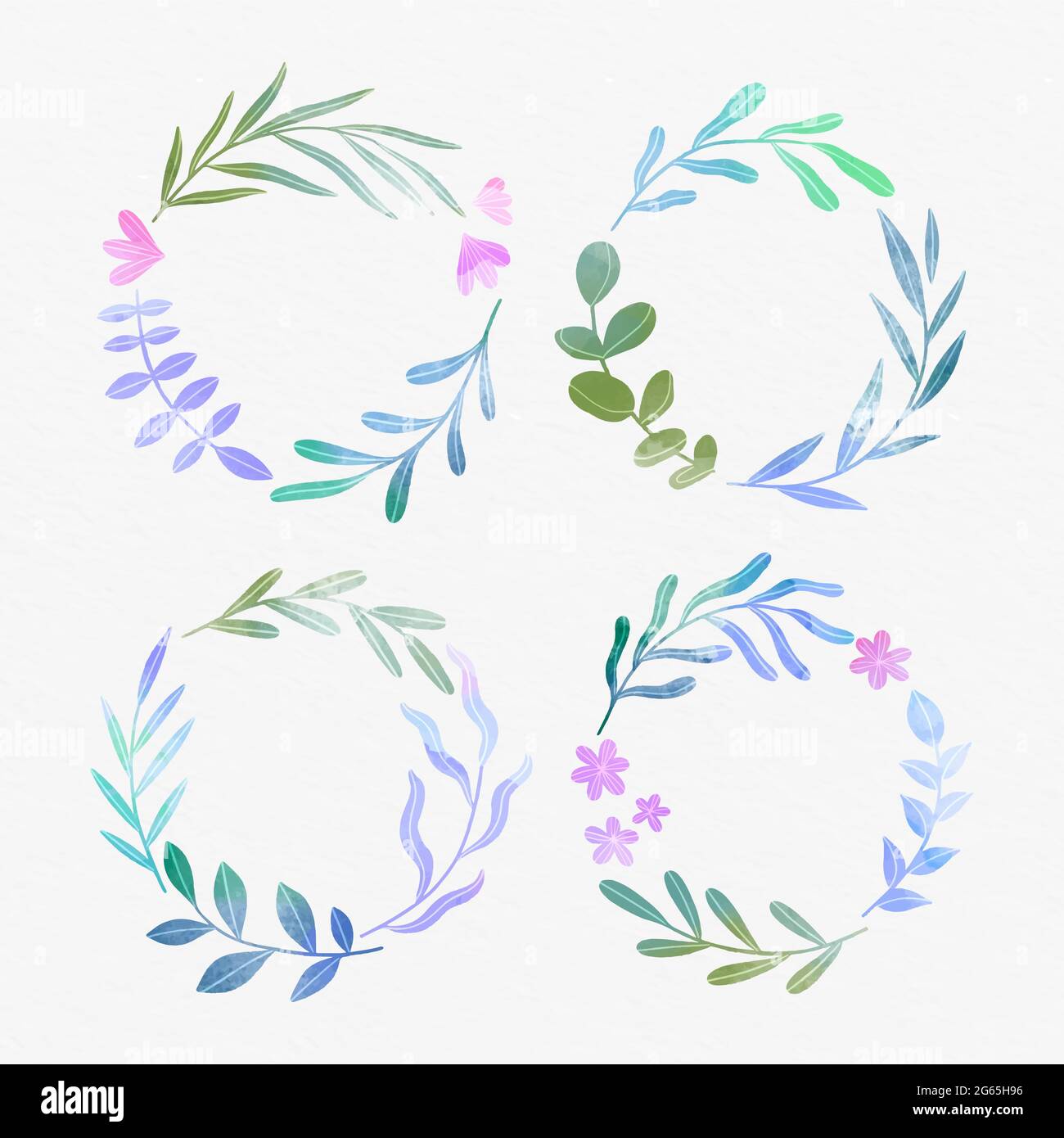 Hand painted watercolor floral wreaths collection Vector Stock Vector ...