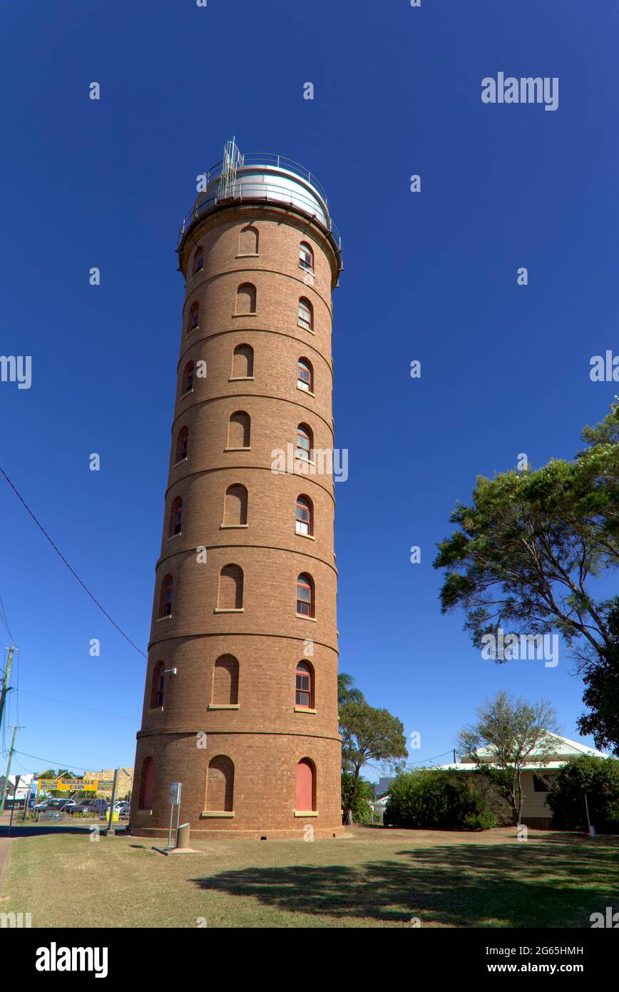 The East Bundaberg Water Tower is a heritage-listed water tower The tower is the only circular brick water-tower in Queensland. Stock Photo