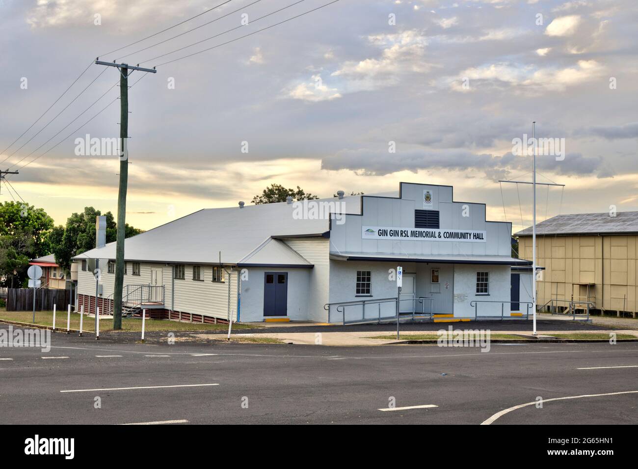 The Gin Gin RSL Memorial and Community Hall on Milden Street Gin Gin Queensland Australia Stock Photo