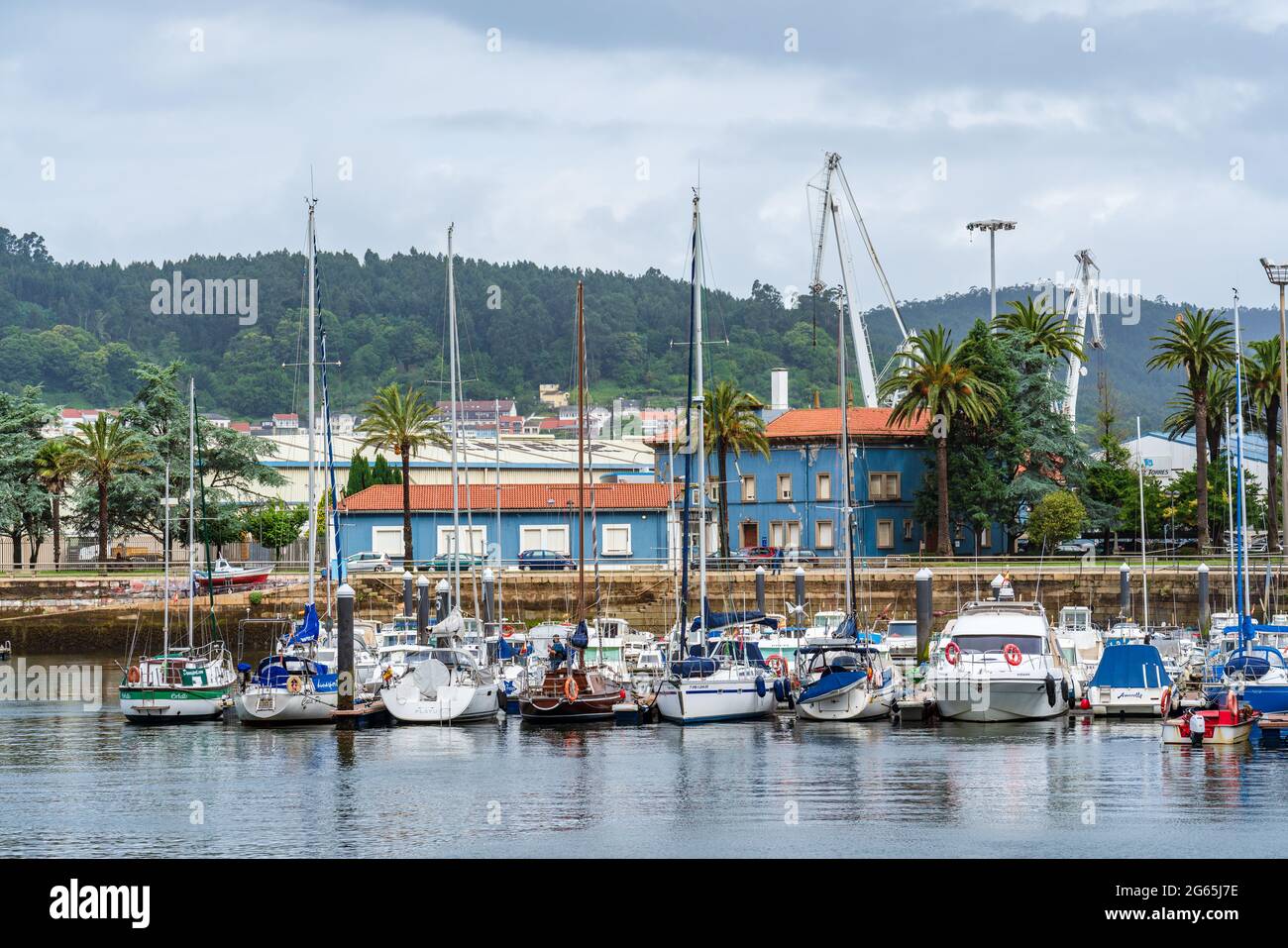 Ferrol, Spain. June 22, 2021. Recreational boats moored in Ferrol Marina. Stock Photo