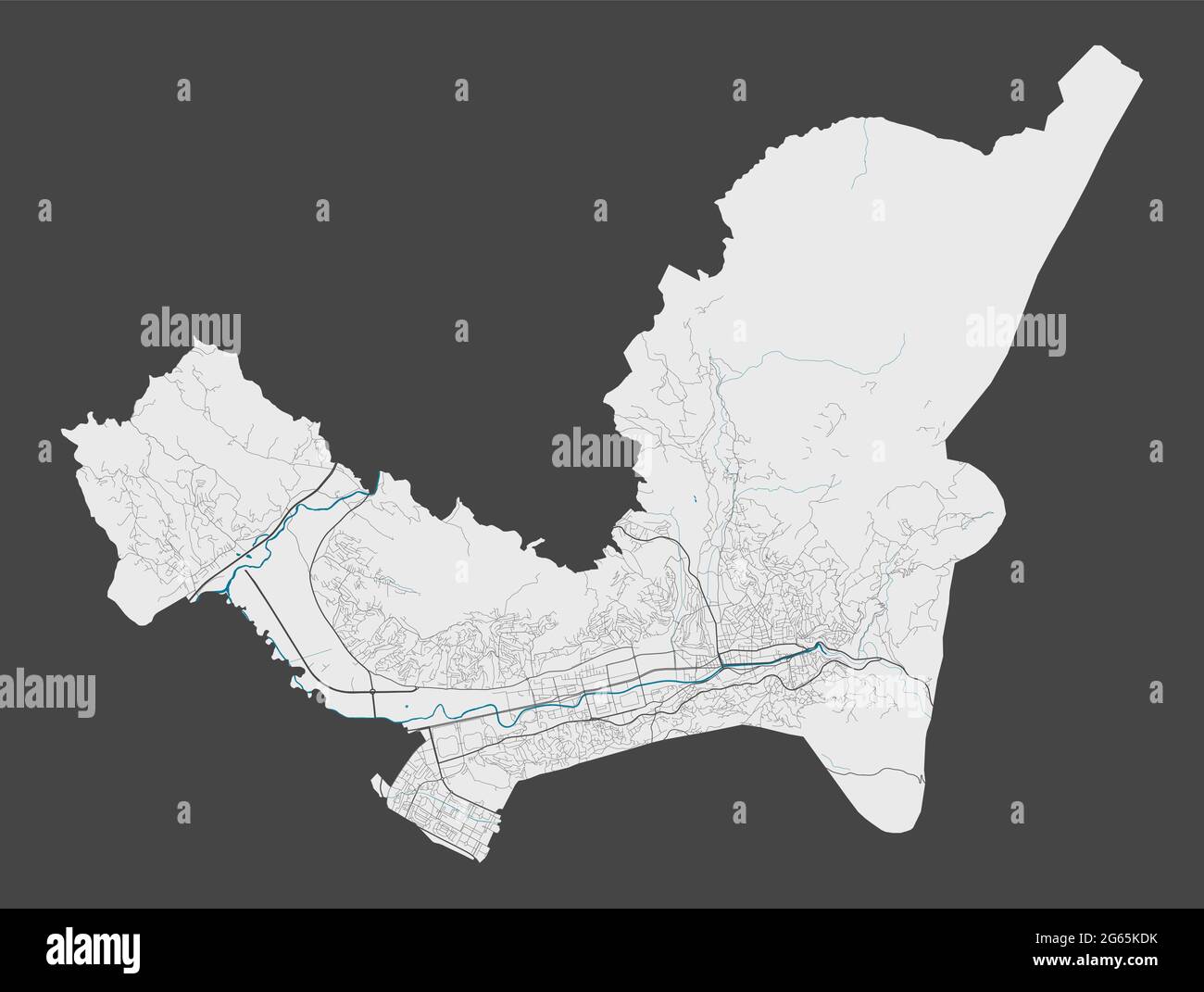 Sarajevo map. Detailed map of Sarajevo city administrative area. Cityscape panorama. Royalty free vector illustration. Outline map with highways, stre Stock Vector
