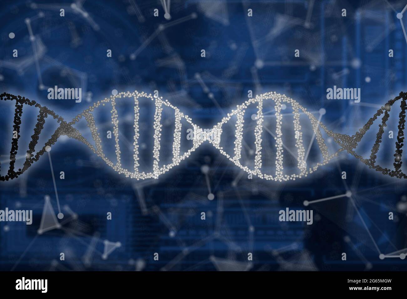 digital futuristic dna spiral, medicine interface technology Stock Photo