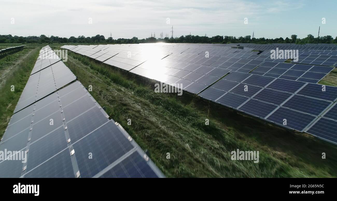 Aerial View Of A Solar Power Plant In Daylight Energy Concept Stock Photo Alamy