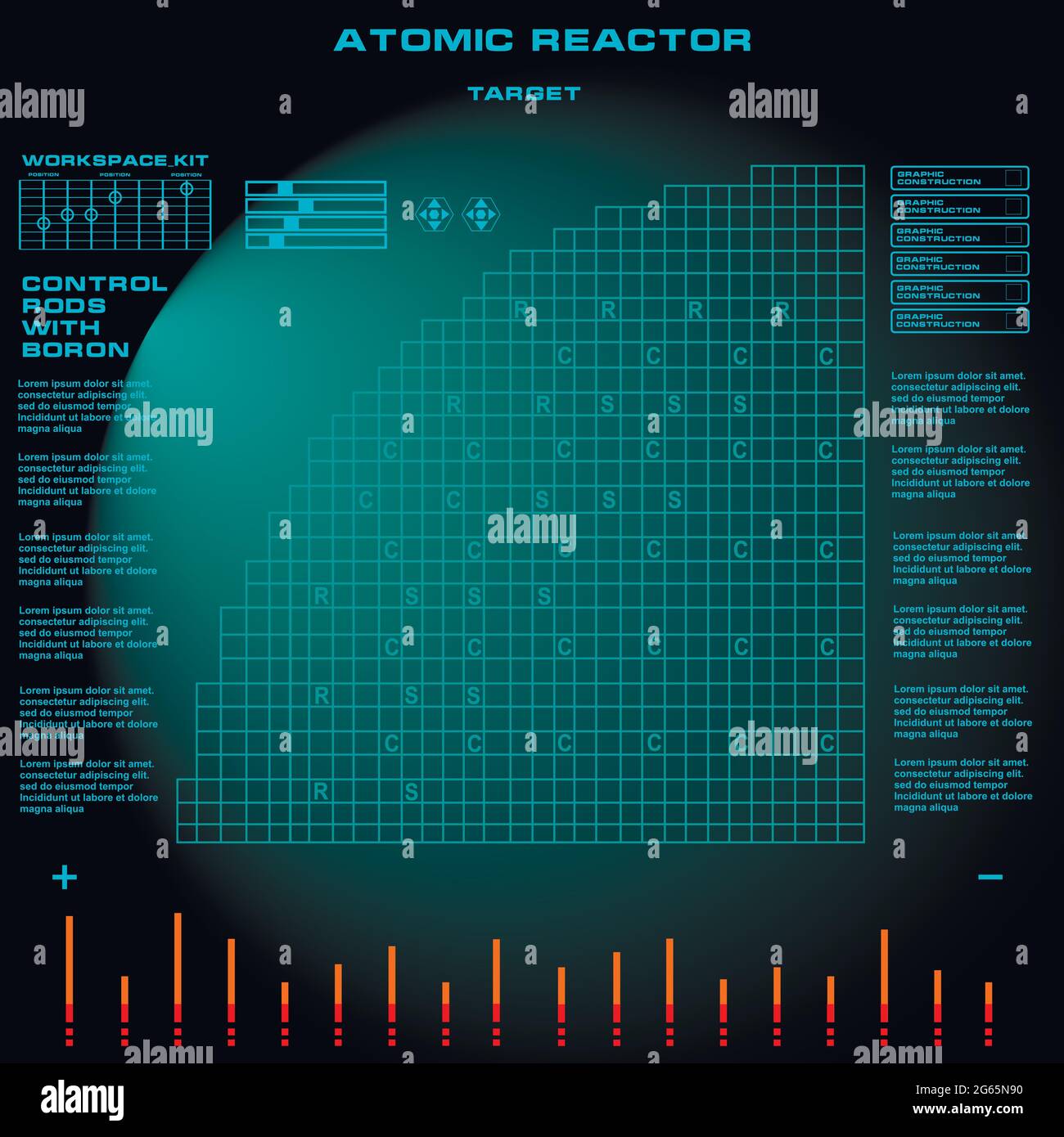 Atomic reactor Futuristic virtual graphic touch user interface Stock Vector