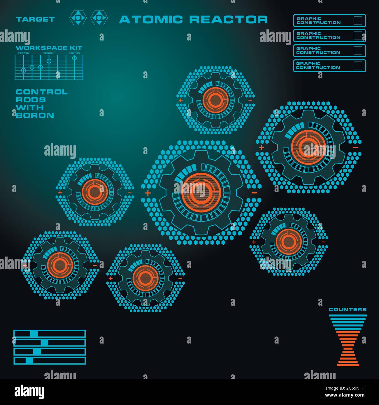 Atomic reactor Futuristic virtual graphic touch user interface Stock Vector
