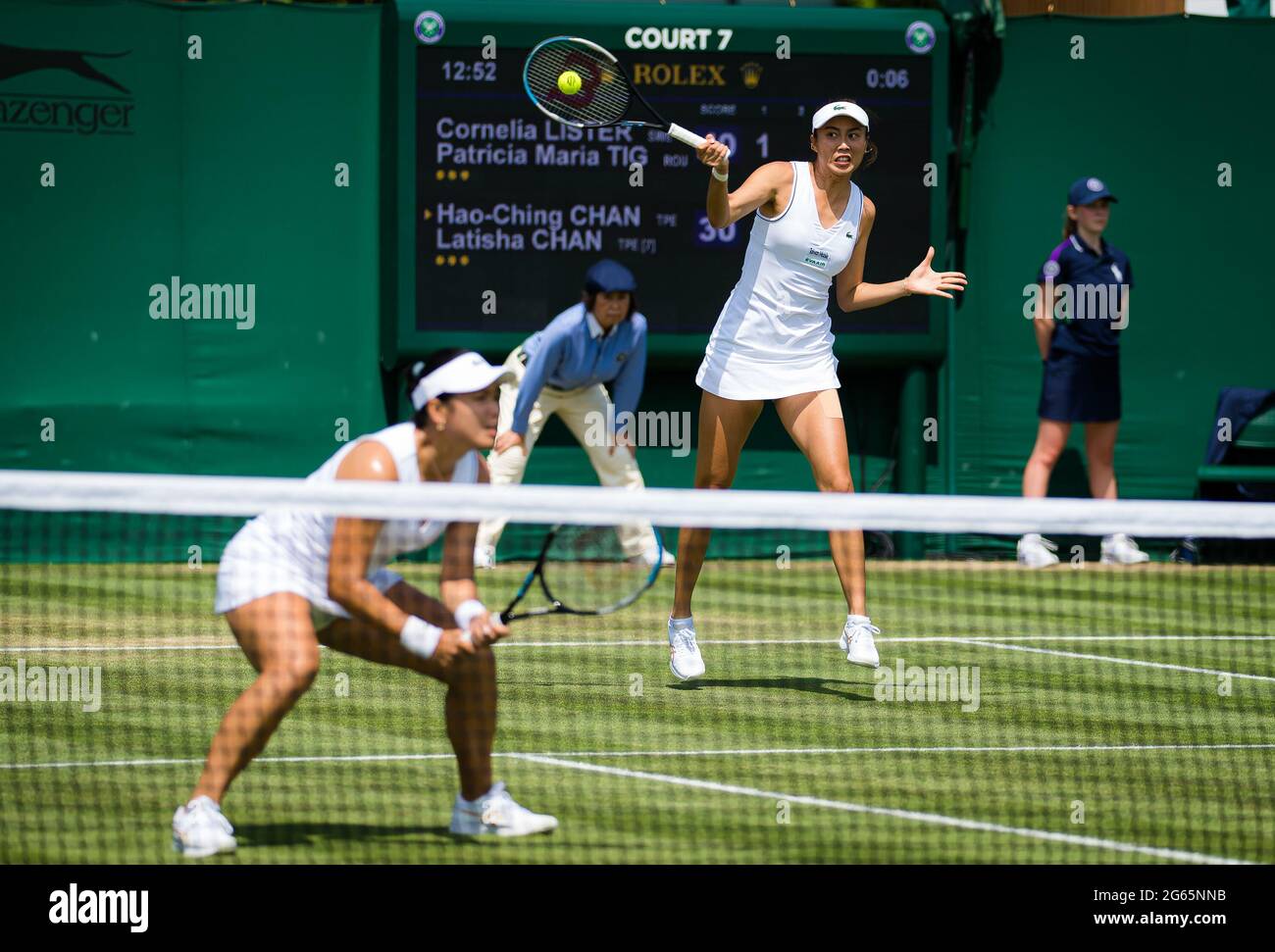 Latisha Chan and Hao-Ching Chan of Chinese Taipeh playing doubles at The Championships Wimbledon 2021, Grand Slam tennis tournament on July 2, 2021 at All England Lawn Tennis and Croquet Club in London, England - Photo Rob Prange / Spain DPPI / DPPI Stock Photo