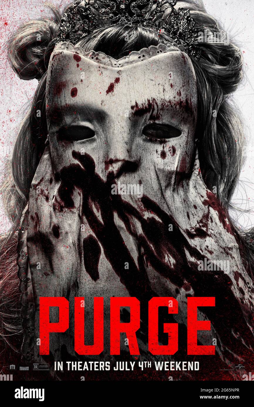 The Forever Purge (2021) directed by Everardo Gout and starring Ana de la Reguera, Tenoch Huerta and Josh Lucas. All the rules are broken as a sect of lawless marauders decides that the annual Purge does not stop at daybreak and instead should never end. Stock Photo