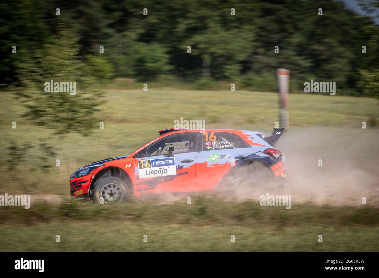 16 VEIBY Ole Christian (NOR), ANDERSSON Jonas (SWE), Printsport, Hyundai i20 R5, action during the 2021 FIA ERC Rally Liepaja, 2nd round of the 2021 FIA European Rally Championship, from July 1 to 3, 2021 in in Liepaja, Latvia - Photo Alexandre Guillaumot / DPPI Stock Photo