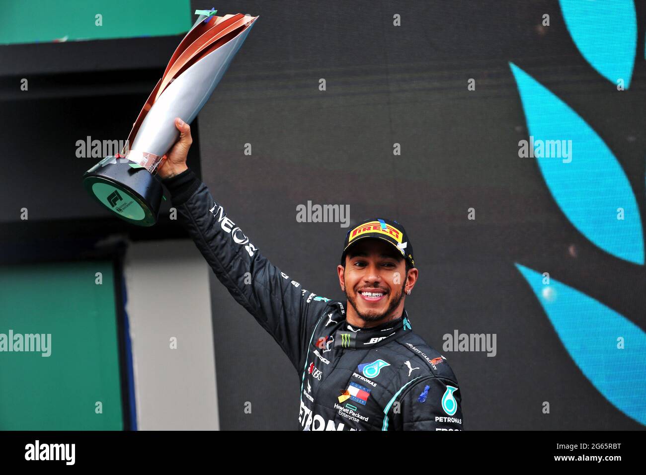 File photo dated 15-11-2020 of Mercedes AMG F1's Lewis Hamilton (GBR) celebrates on the podium after winning the Turkish Grand Prix to secure his seventh world championship at Istanbul Park, Turkey. Issue date: Saturday June 3, 2021. Stock Photo
