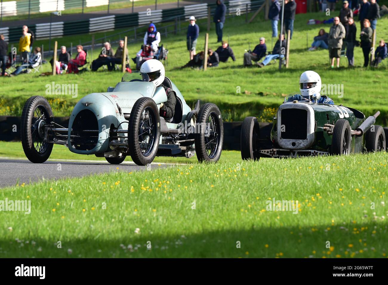 Francesca Wilton, Austin Single Seater, Mark Elder, Austin Sports Special, Allcomers Scratch Race for Pre-War Cars, VSCC, Shuttleworth Nuffield and Le Stock Photo