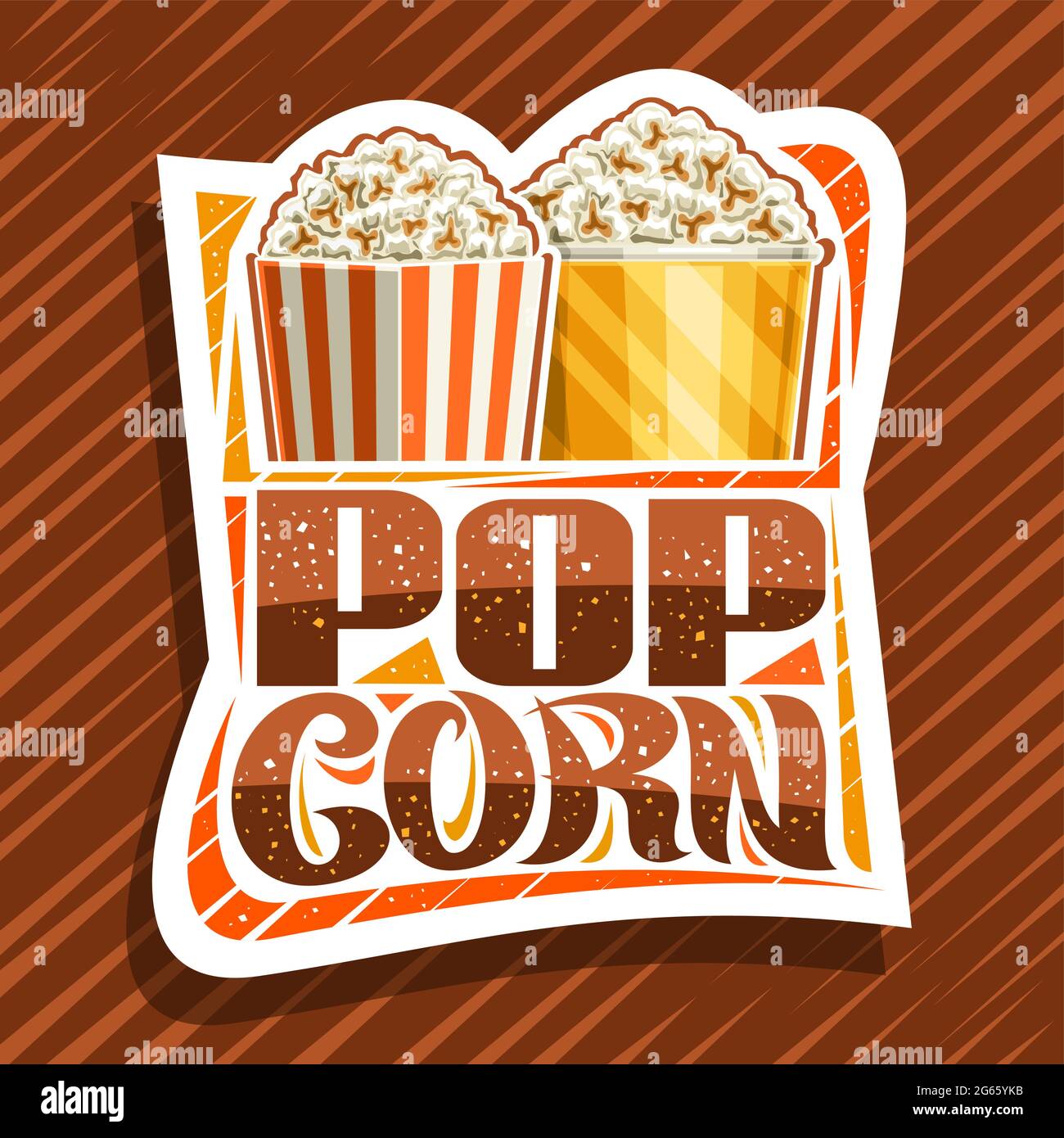 Vector logo for Pop Corn, white decorative sign board with illustration of  2 buckets salted popcorn, square poster with unique brush lettering for wor  Stock Vector Image & Art - Alamy