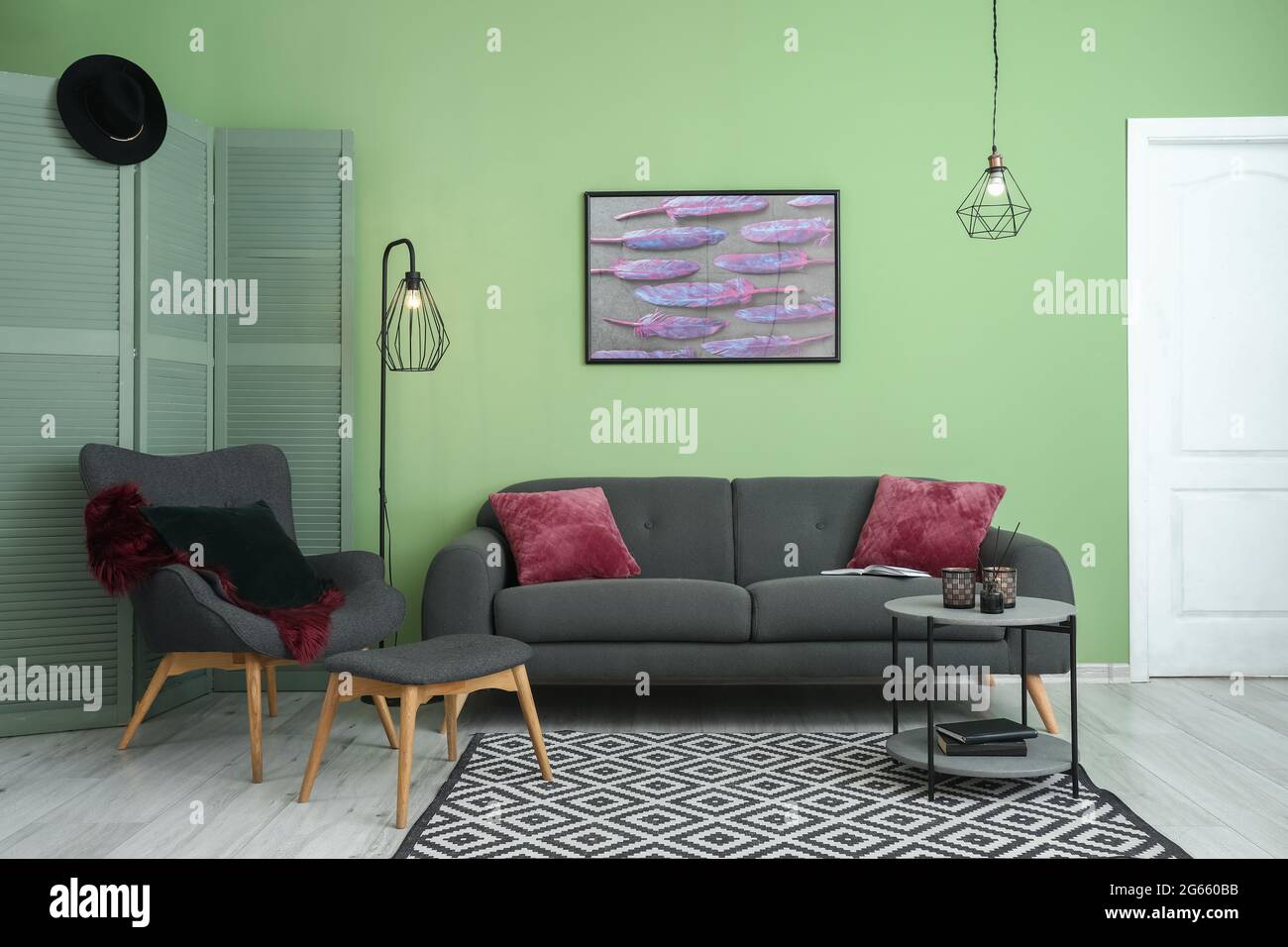 Interior of stylish living room Stock Photo - Alamy