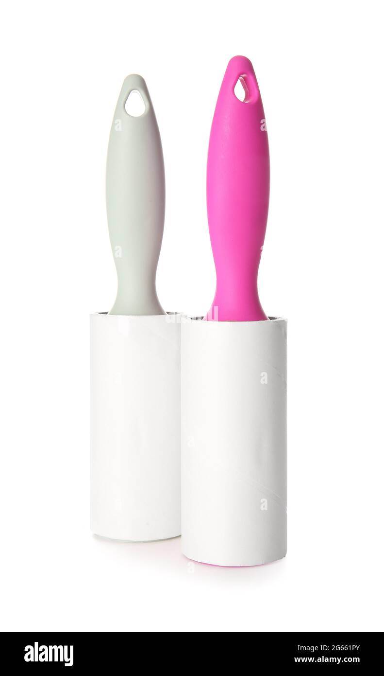Lint rollers on white background Stock Photo