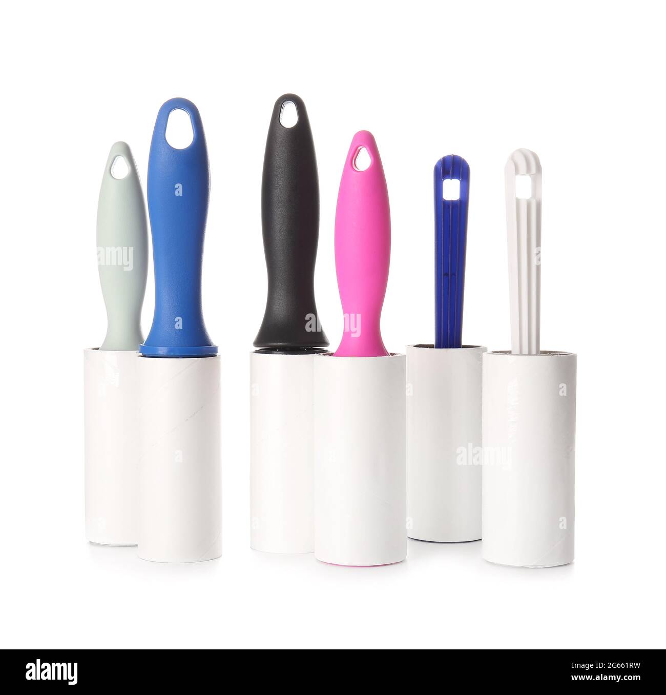 Lint rollers on white background Stock Photo
