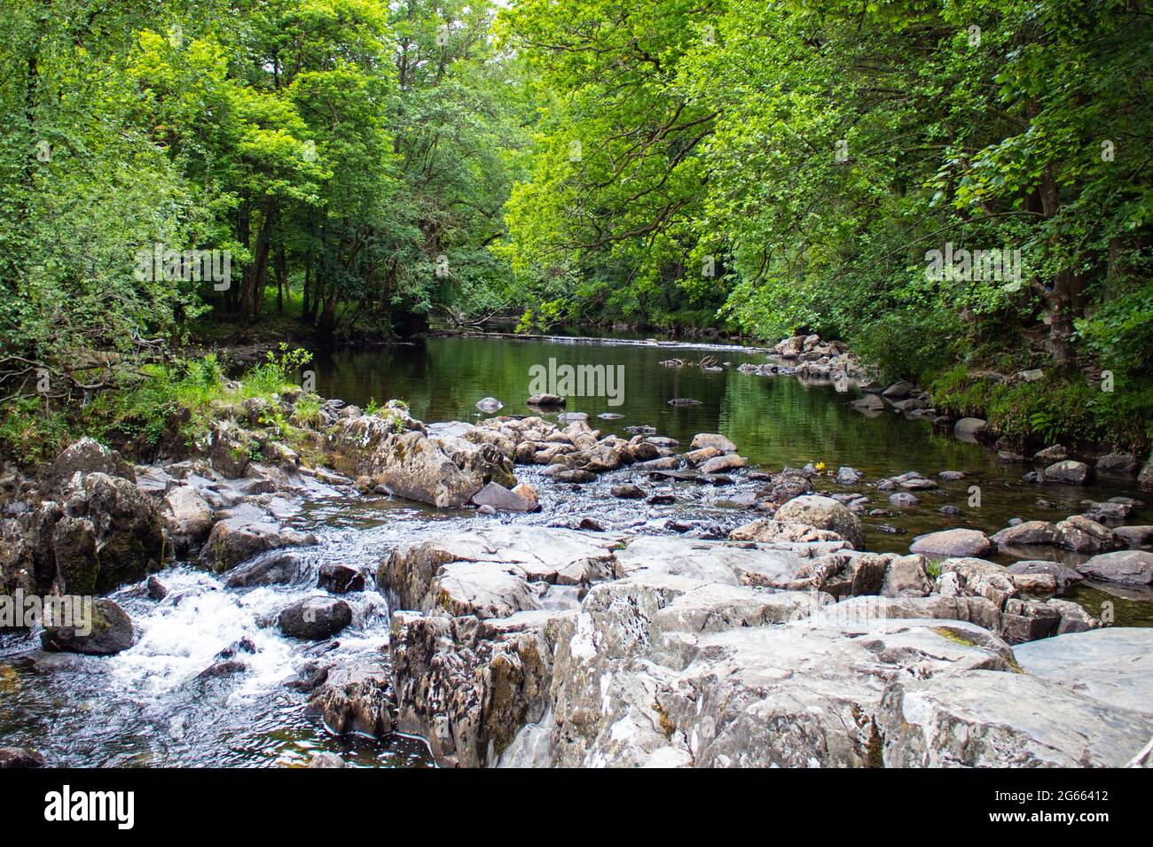 Wales Rivers Pretty River through the beautiful Betws y Coed, Snowdonia, North Wales Stock ...