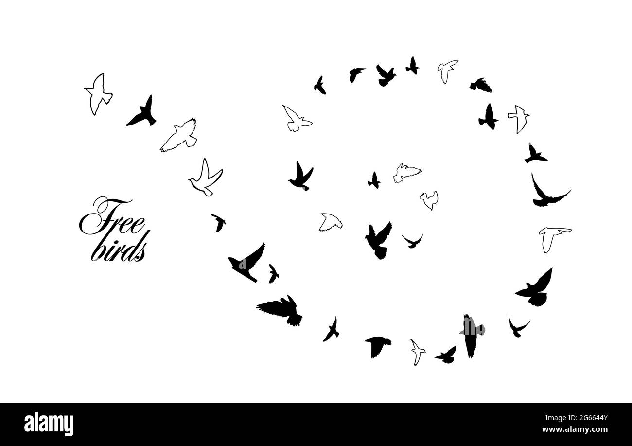 A flock of flying birds. Vector illustration Stock Vector Image & Art ...