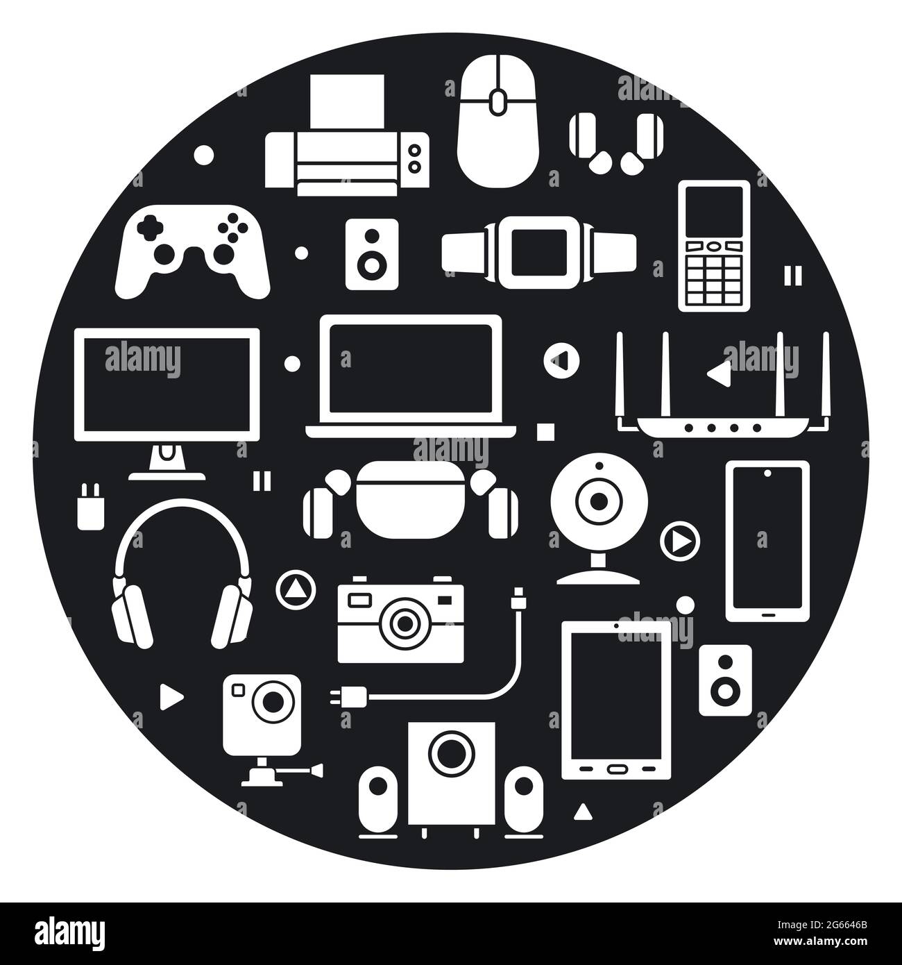 Digital devices and gadgets concept black and white icon Stock Vector Image  & Art - Alamy
