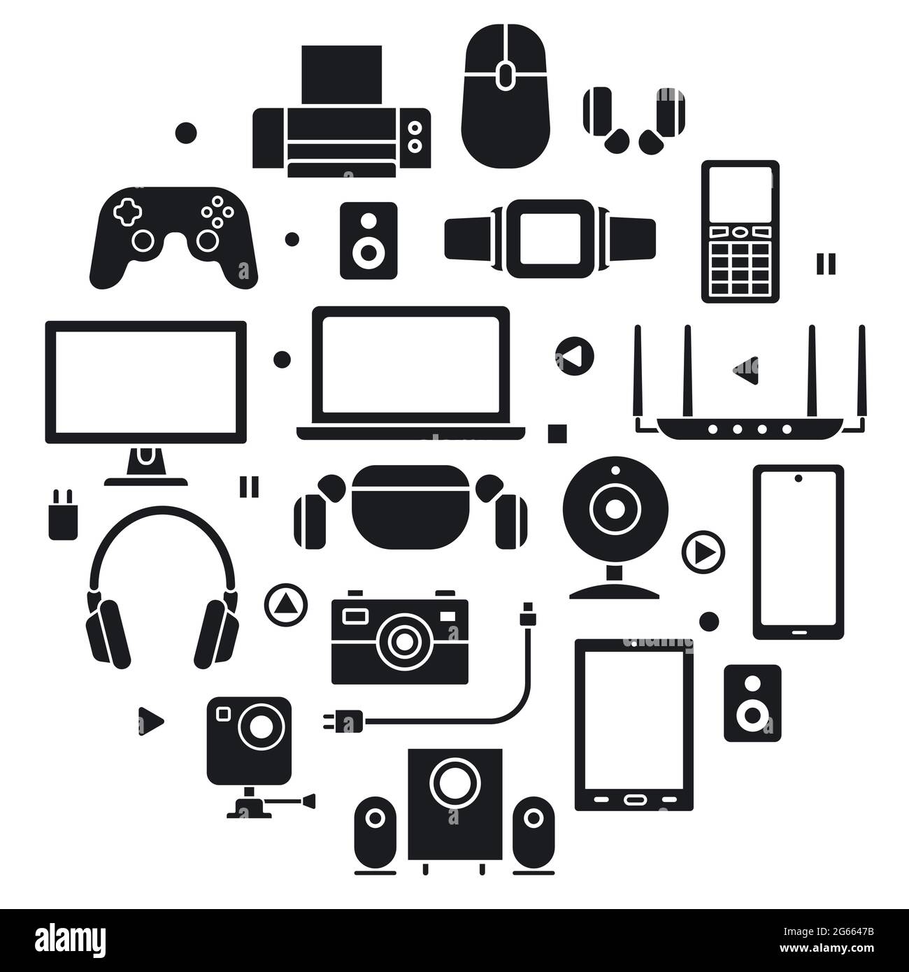 Digital devices and gadgets concept black and white icon Stock Vector Image  & Art - Alamy