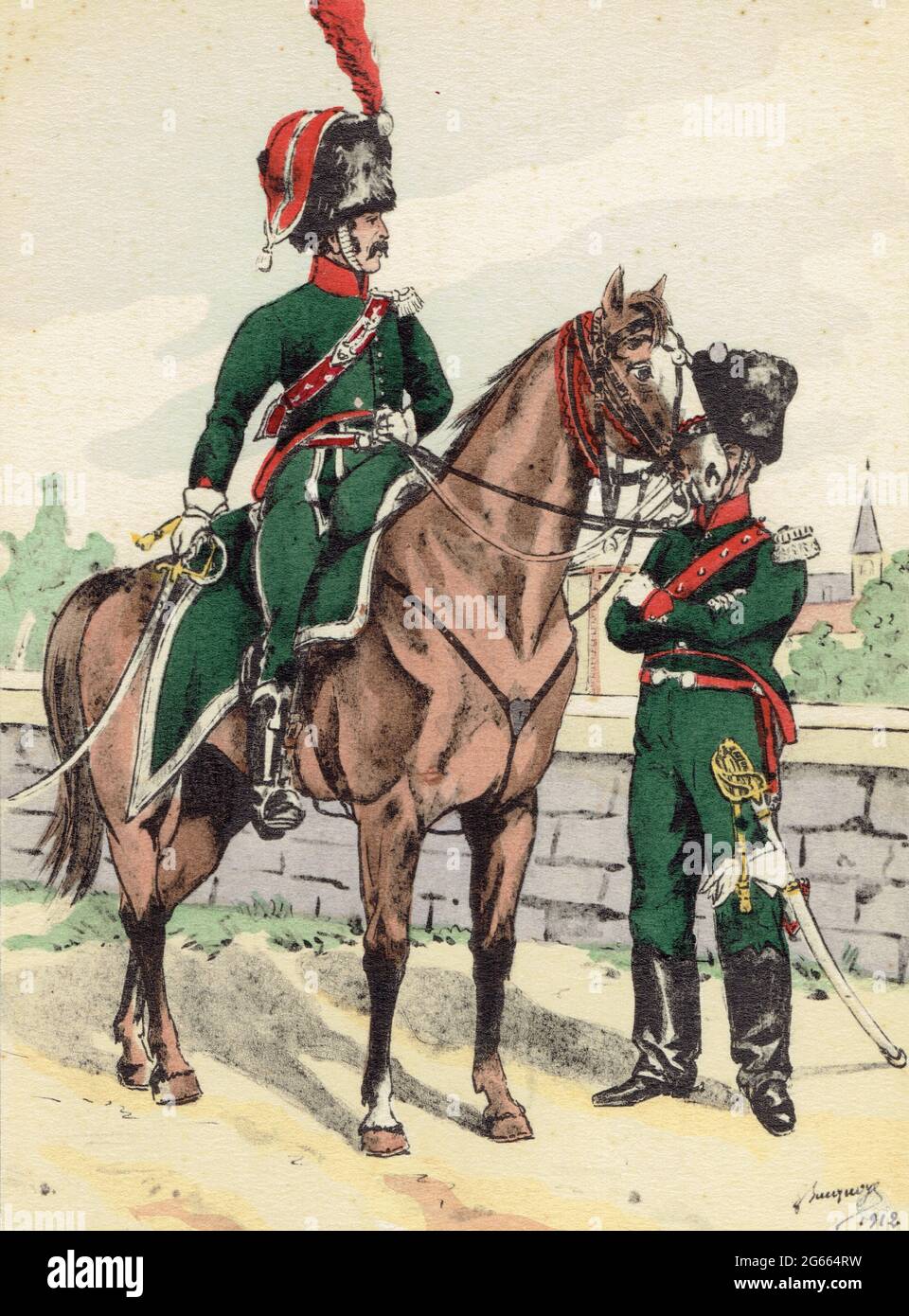 officiers du 1er régiment de chasseurs à cheval sous le 1er Empire Stock  Photo - Alamy