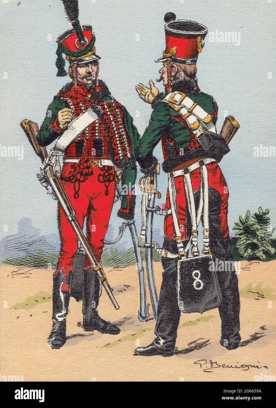 cavalier du 3e régiment de hussards au début de l'Empire Stock Photo