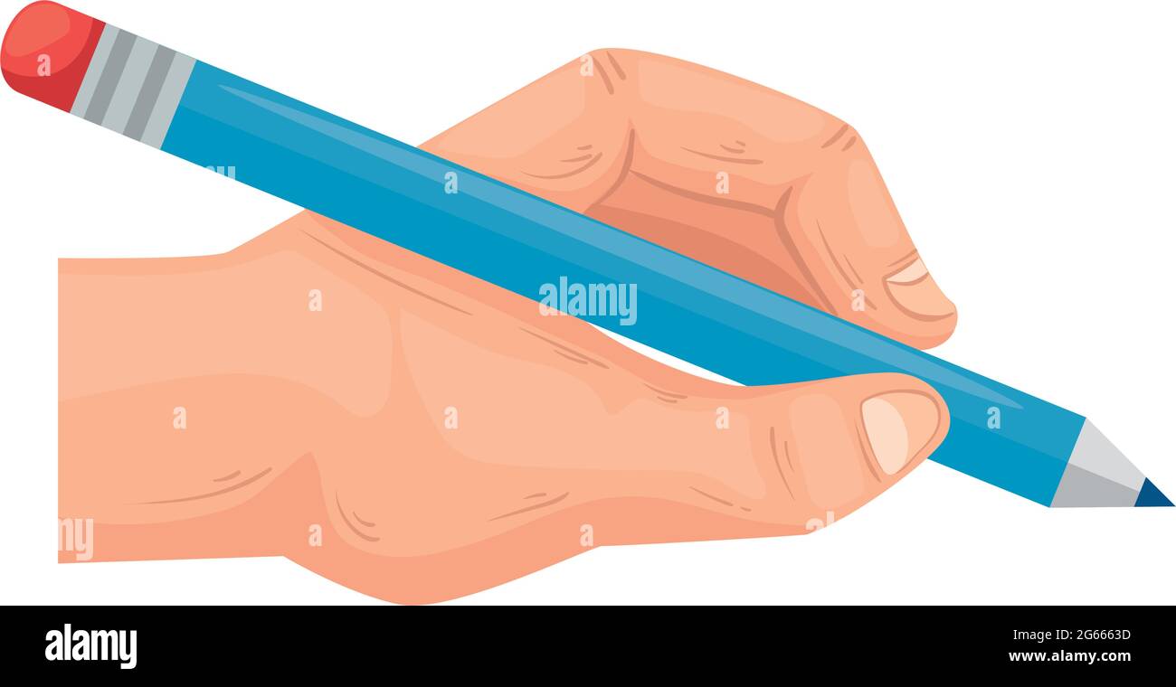Hand holding blue pencil Stock Vector Image & Art - Alamy