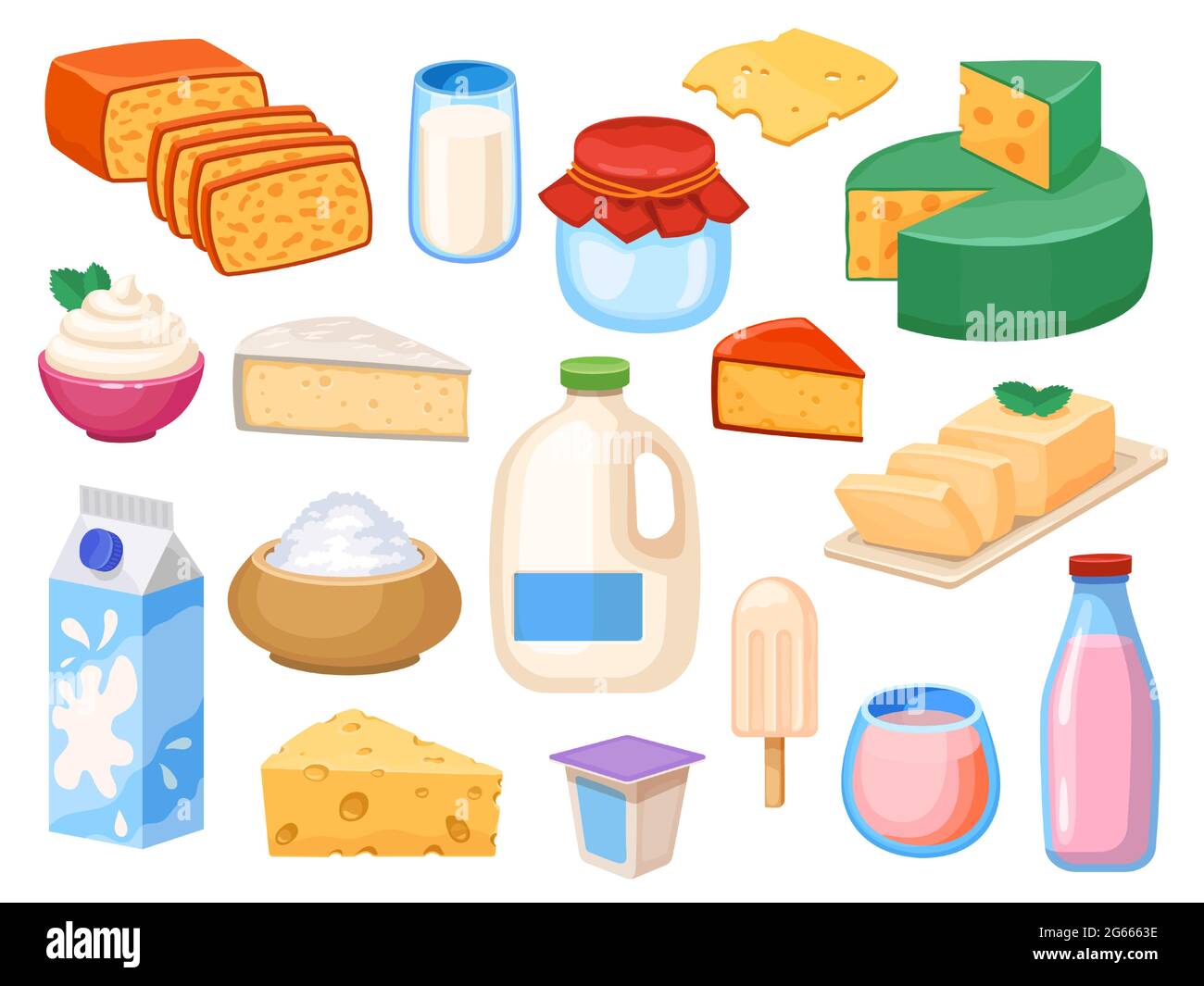 Milk products. Milky drinks in glass, box and galon, yogurt, whipped ...