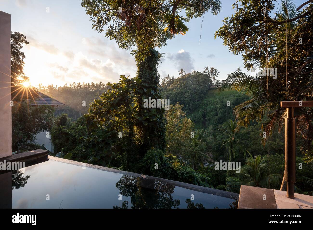 Jungle sunrise in Ubud, Bali, Indoniesia Stock Photo