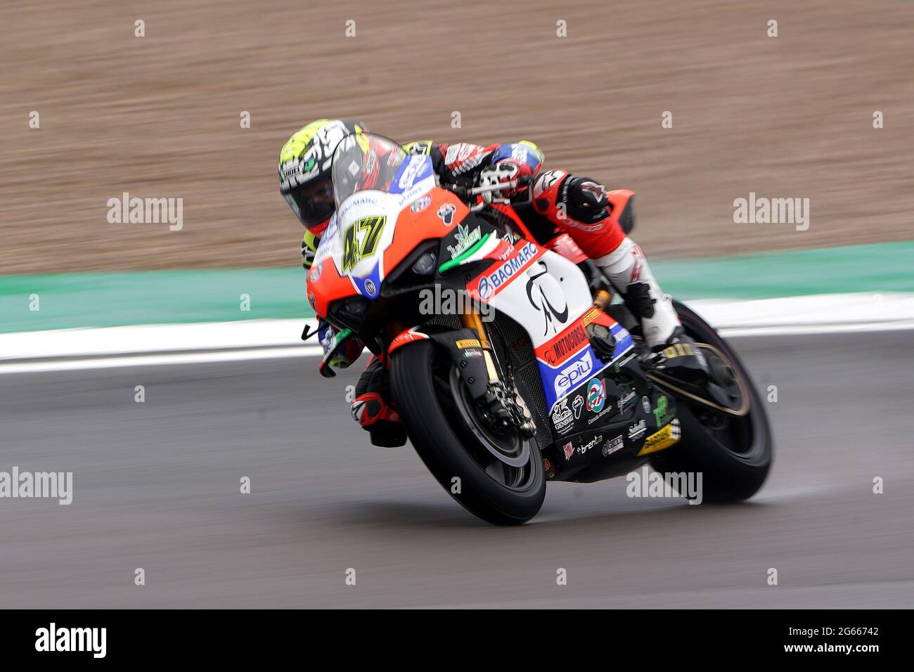 Axel Bassani during day one of the Motul Fim Superbike Championship 2021 at Donington Park, Leicestershire. Saturday July 3, 2021. Stock Photo