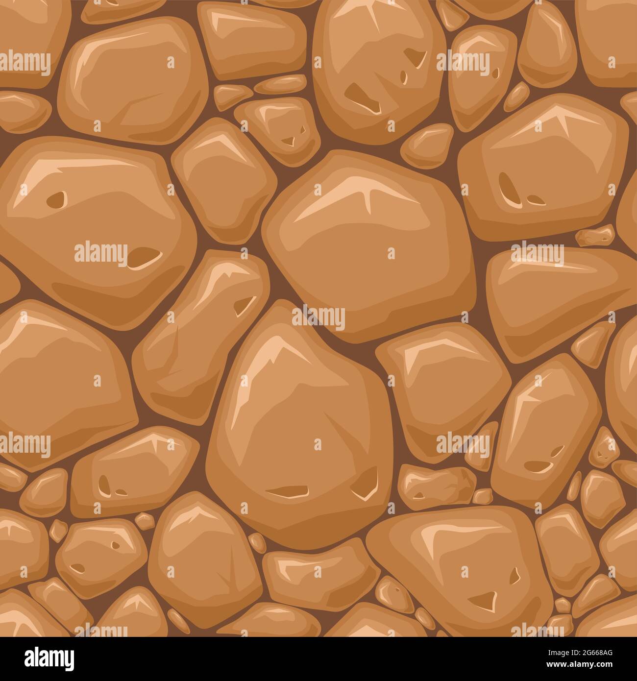 Wall with rocks or stones texture seamless pattern cartoon vector illustration background Stock Vector