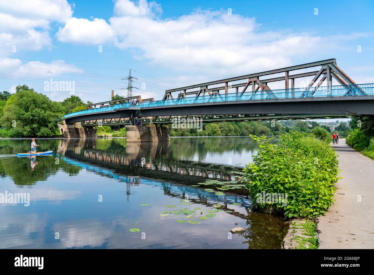 Dahlhausen pedestrian bridge, old railway bridge, Essen/Bochum city border, Ruhr, Essen, NRW, Germany, Stock Photo