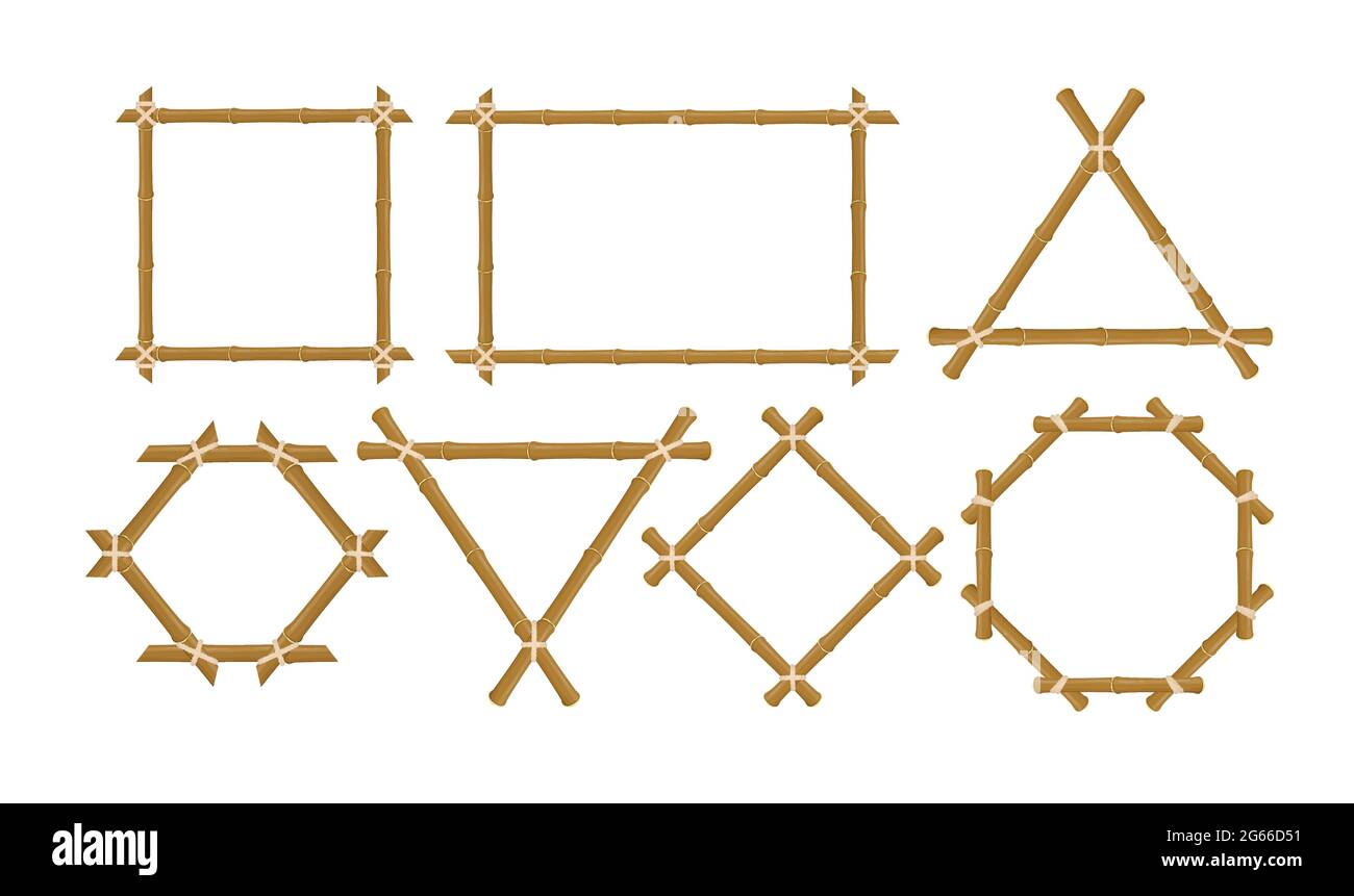 Brown bamboo frames flat vector illustrations set Stock Vector Image ...