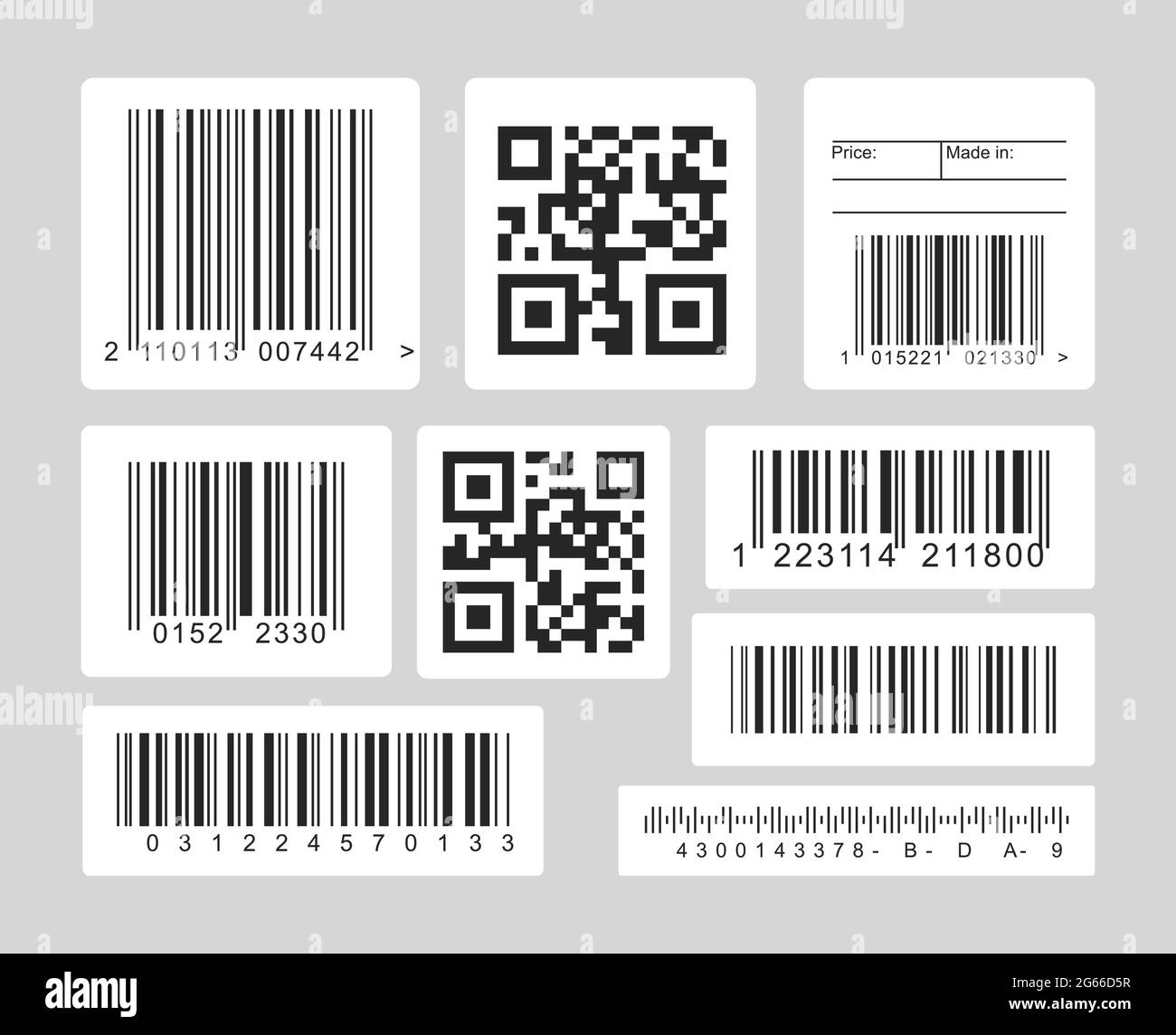 Barcode black and white vector illustrations set Stock Vector Image