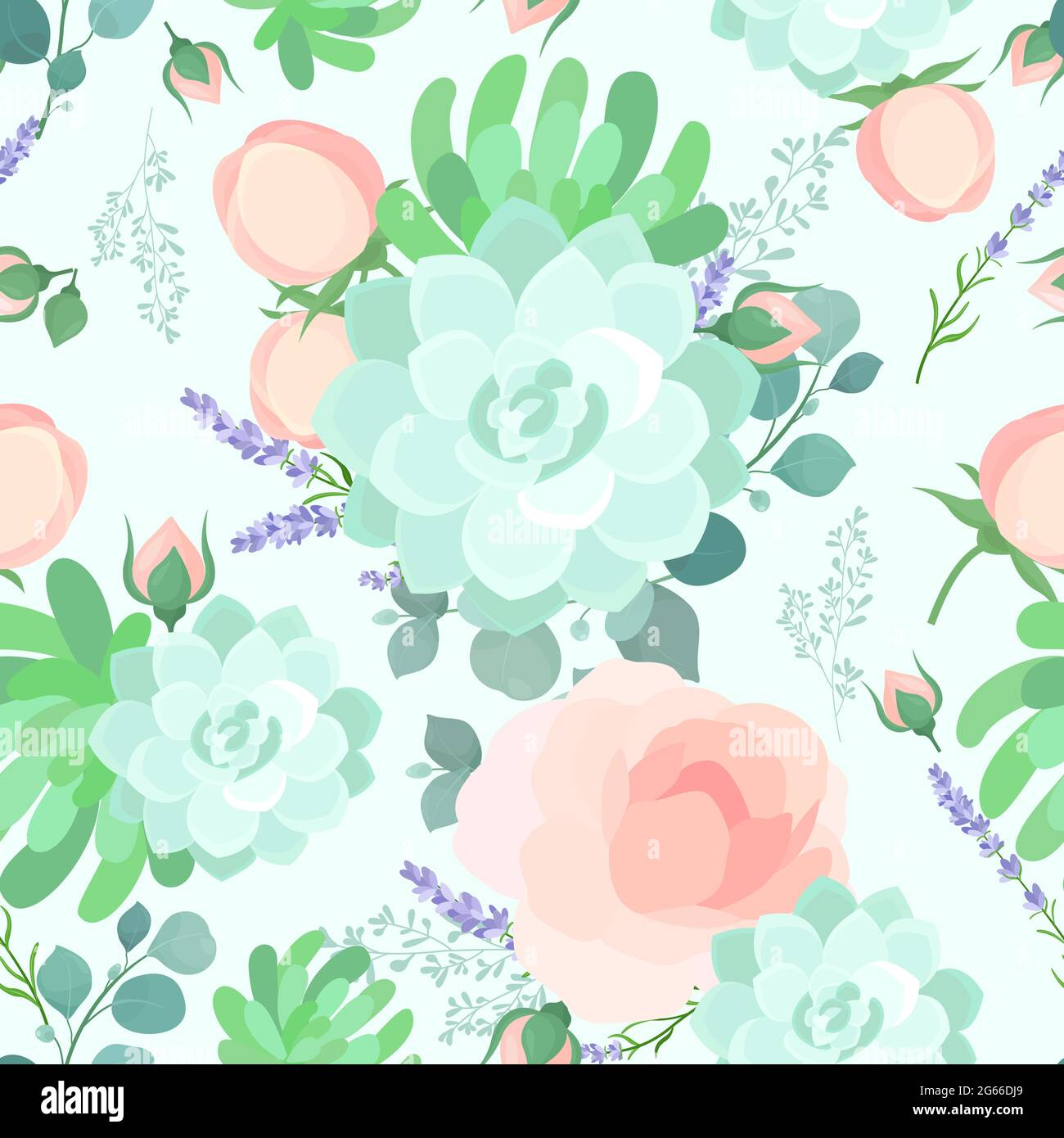 Floral flat vector pastel color seamless pattern Stock Vector