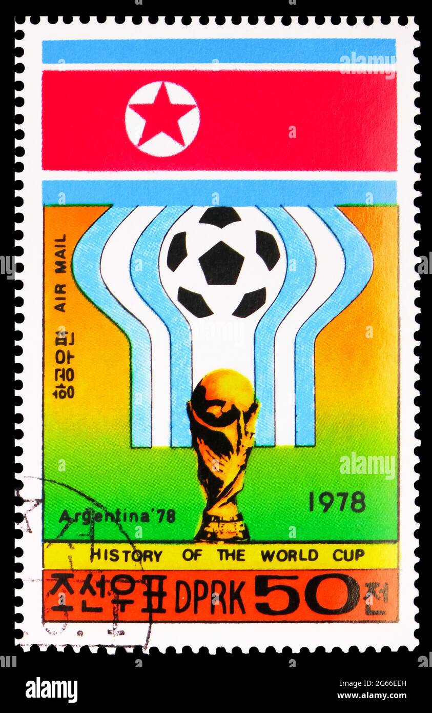 MOSCOW, RUSSIA  MARCH 22, 2020 Postage stamp printed in Korea shows