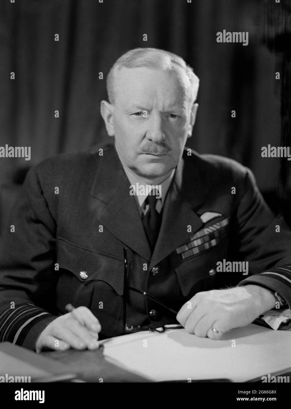 HIGH WYCOMBE, ENGLAND, UK - 24 April 1944 - Portrait of Air Chief Marshall Sir Arthur Harris (more commonly known as 'Bomber Harris'), the Commander i Stock Photo